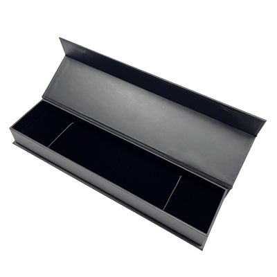 Black Clamshell Magnetic Closure Jewelry Box Custom Size Cardboard Wallet Boxes