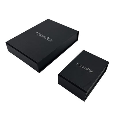 Black Clamshell Magnetic Closure Jewelry Box Custom Size Cardboard Wallet Boxes