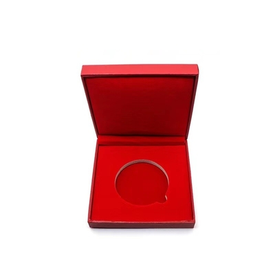 75*85*36mm Commemorative Coin Boxes Leatherette Covered Square Coin Medal Box