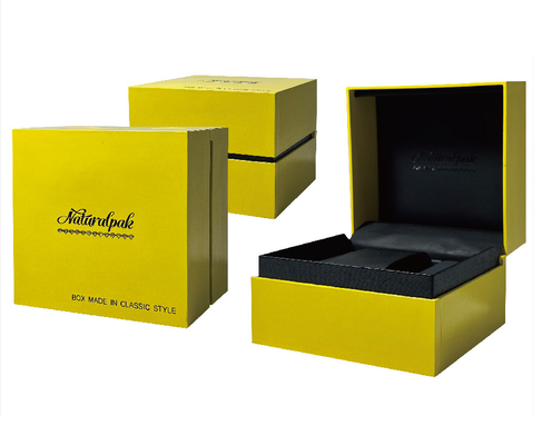 Yellow Black Luxury Single Watch Box Custom Watch Packaging Box With Trim