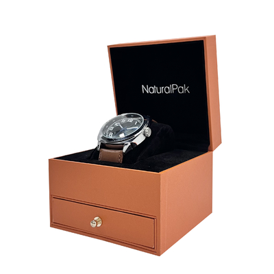 Luxury Wrist Watch Packaging Boxes With Drawer / Gold Button