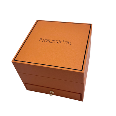 Luxury Wrist Watch Packaging Boxes With Drawer / Gold Button