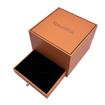 Luxury Wrist Watch Packaging Boxes With Drawer / Gold Button
