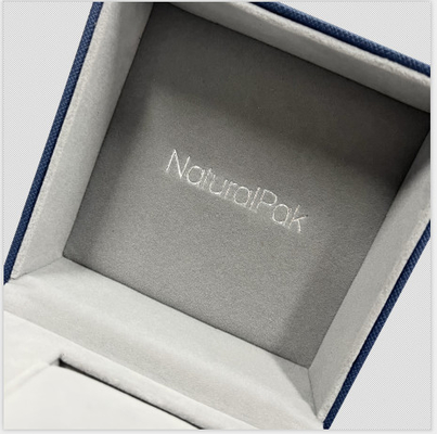 LUXURY BLUE PU H ROLL Cushion Watch Packaging Box Grey Velvet Inside
