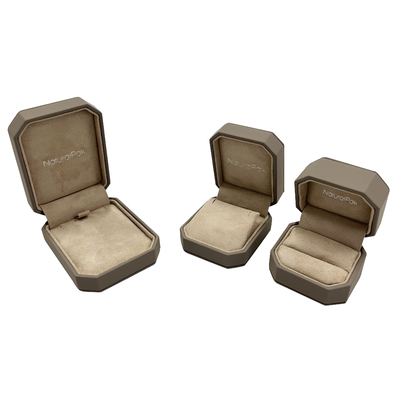 soft Touch PU Khaki Jewelry Packaging Box For Ring Earring Bangle