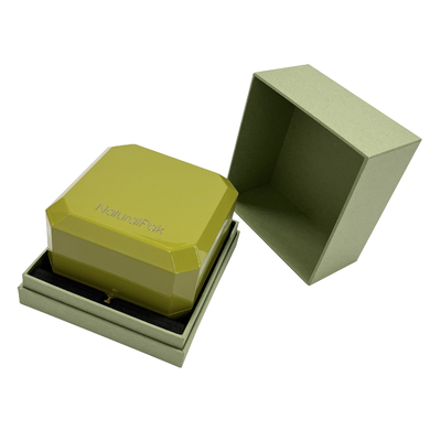 Green Spray Painted Ring Luxury Jewelry Case With Octagon Shape