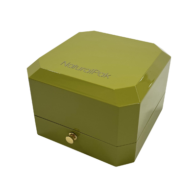 Green Spray Painted Ring Luxury Jewelry Case With Octagon Shape