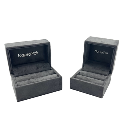 Luxury Grey Velvet Jewelry Packaging Box For Ring Wedding Earring Pendant Necklace