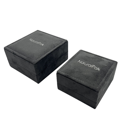 Luxury Grey Velvet Jewelry Packaging Box For Ring Wedding Earring Pendant Necklace