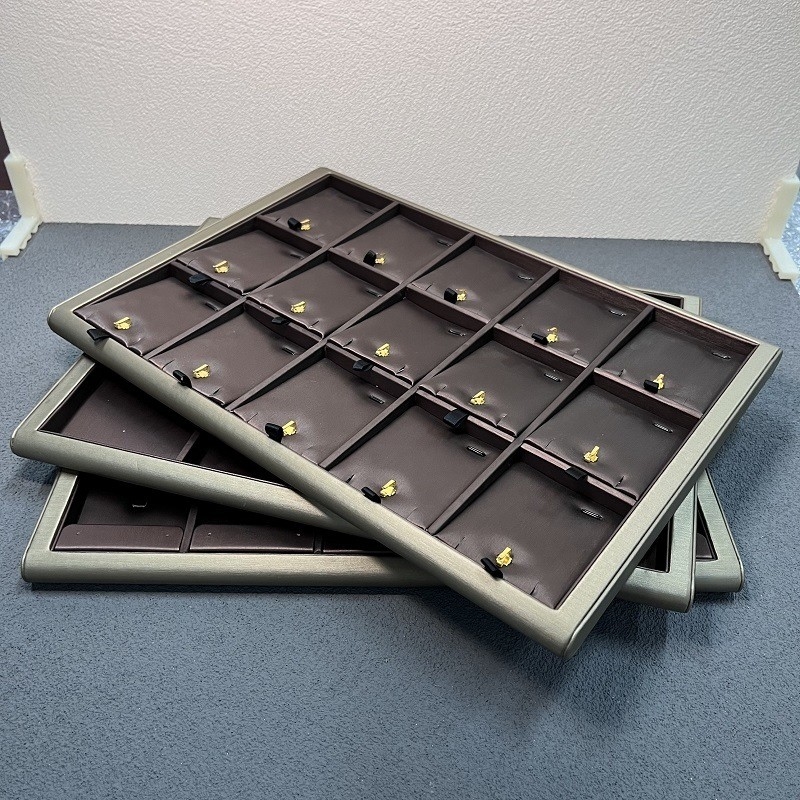 355*255*25mm Brown PU Jewelry Trays Displays For Ring Earring Pendant Necklace