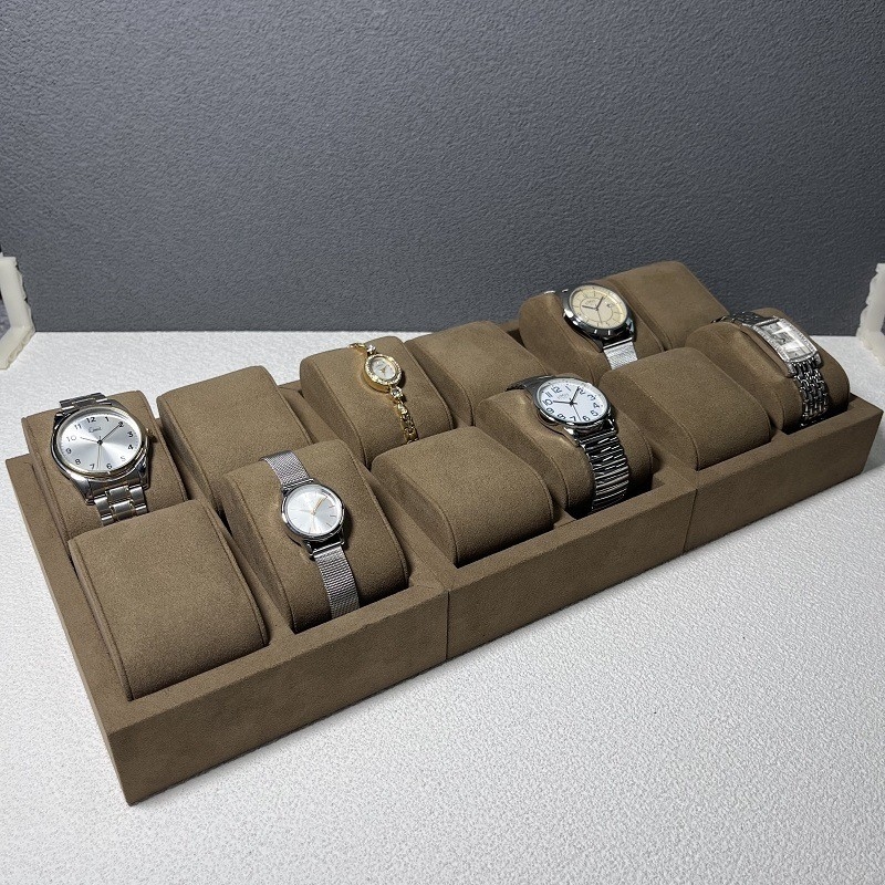 Embossed Logo PU Wood Watch Display Case Gift Box For Watch Store