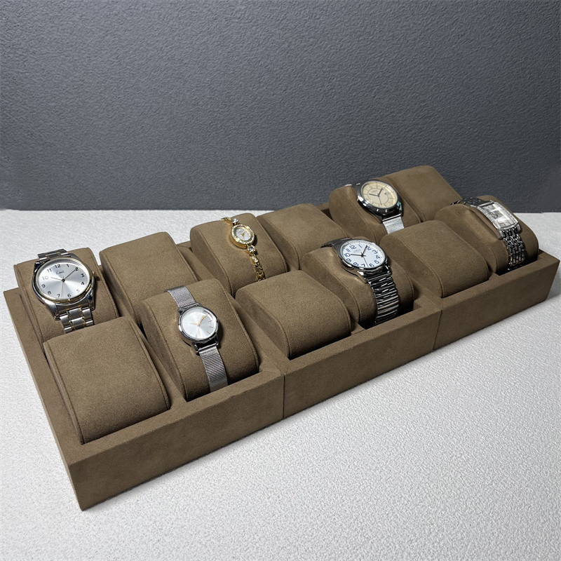 Coffee Color 12 Slot Microfiber Luxury Watch Display Jewelry Watch Organizer