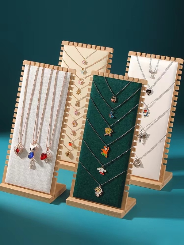Wood Color Jewelry Stand Display 90*90*210mm Necklace Tray Display