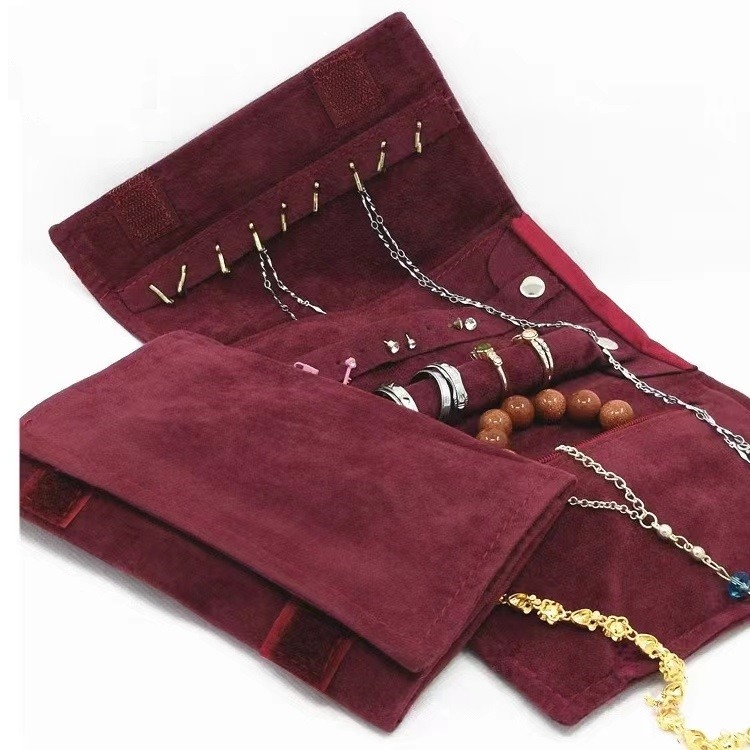 Custom Size PU Travel Jewelry Organizer Roll 8.1''*0.8''*5.9''