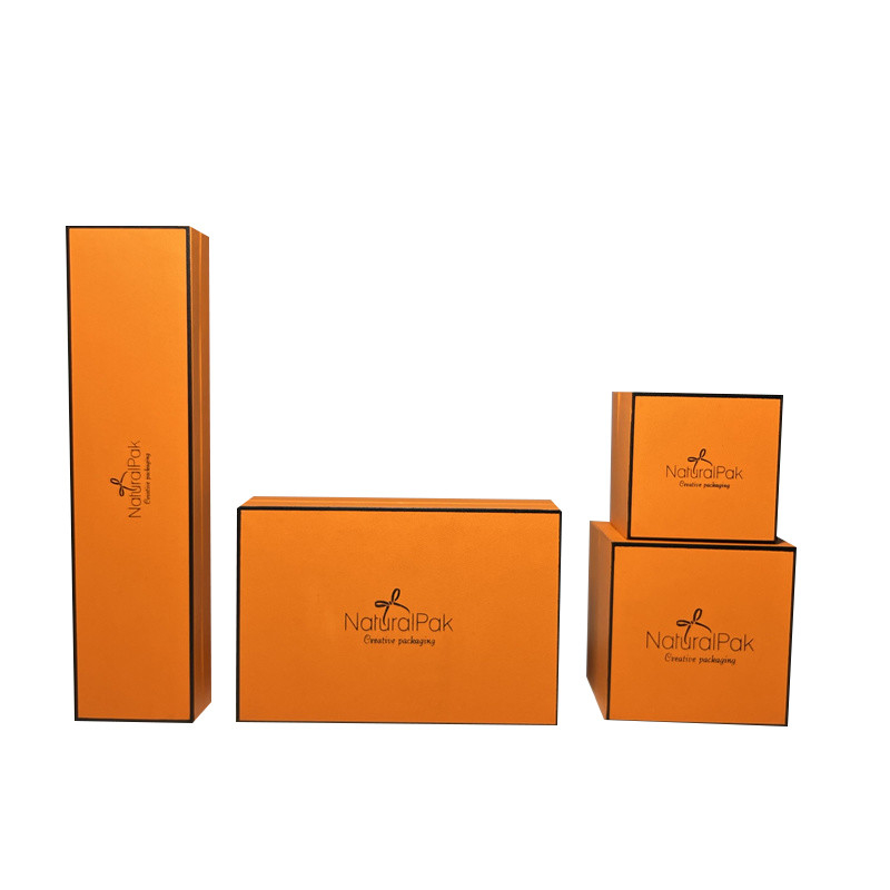 Two pieces lift off paper box with recessed base Packaging Box Rigid Hermes orange