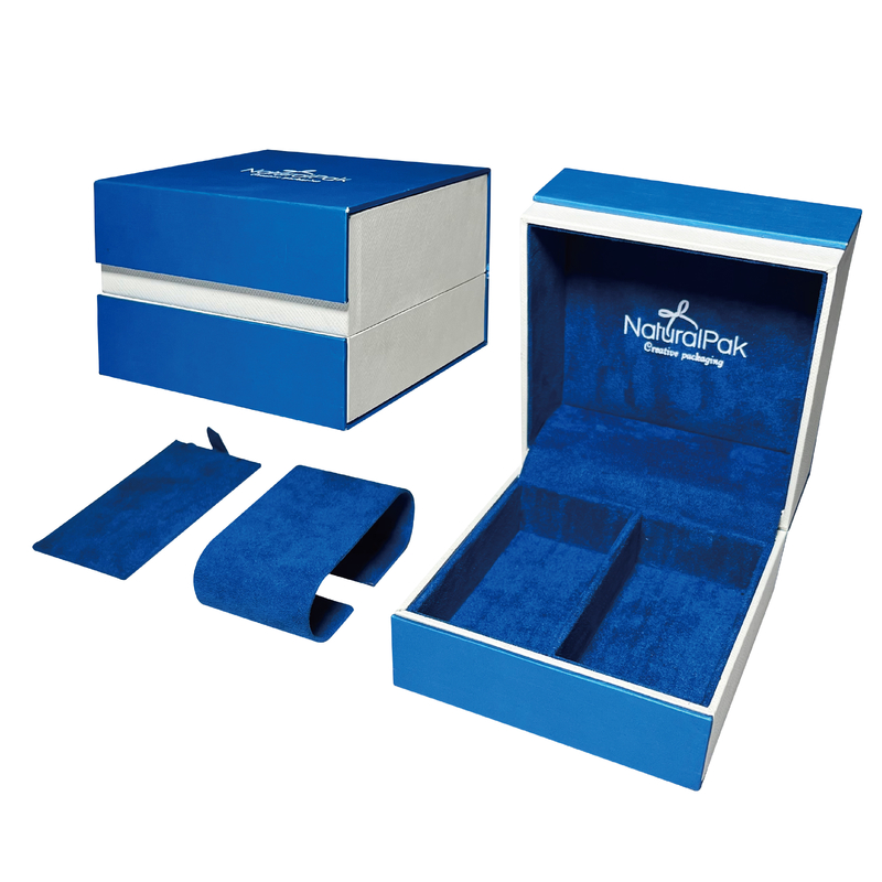 Sapphire Blue Plastic Luxury Watch Packaging Box Jewelry Box For Necklaces And Earrings