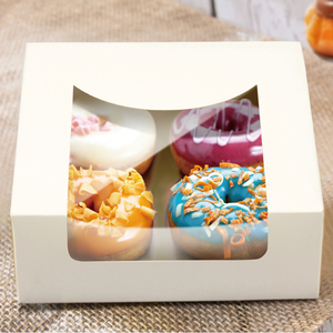 Factory Sale Kraft Food Packaging Custom Personalized Foldable Dessert Pastry Bento Cake Window Paper Boxes With Custom Logo