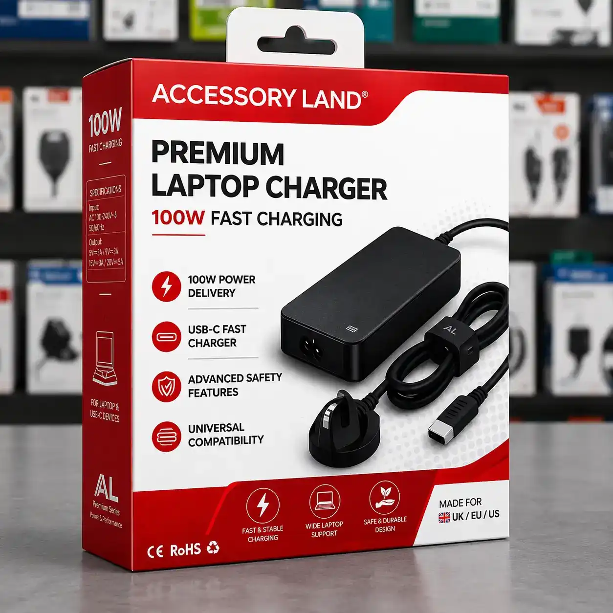 Accessory Land Electronics Laptop Charger Packaging Box