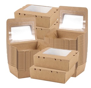Kraft Brown Food Boxes Disposable Kraft Paper To Go Box Containers Lunch Box With Windows