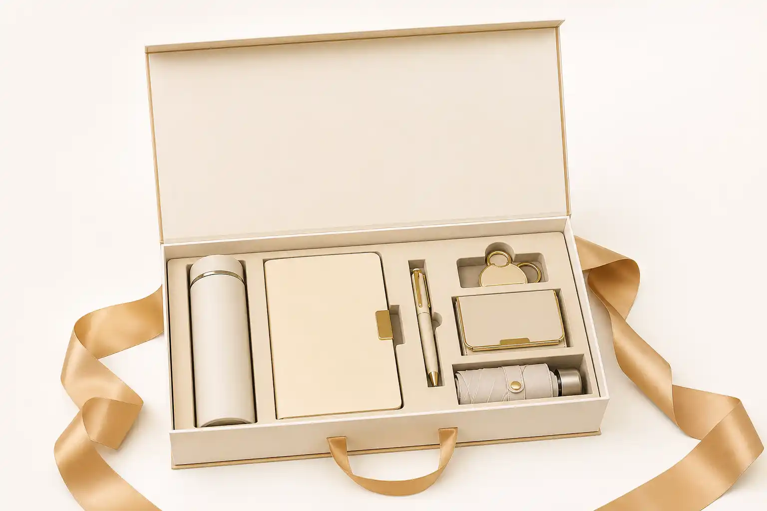 Shoulder and neck rigid box with exposed metal collar for candles