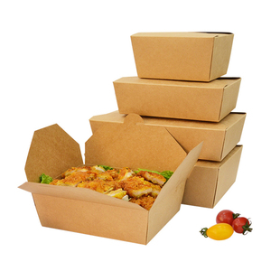 Disposable Take Away Kraft Paper Lunch Box Disposable Custom Logo Printed Paper Lunch Box Fast Food to Go Kraft Boxes UV Coating