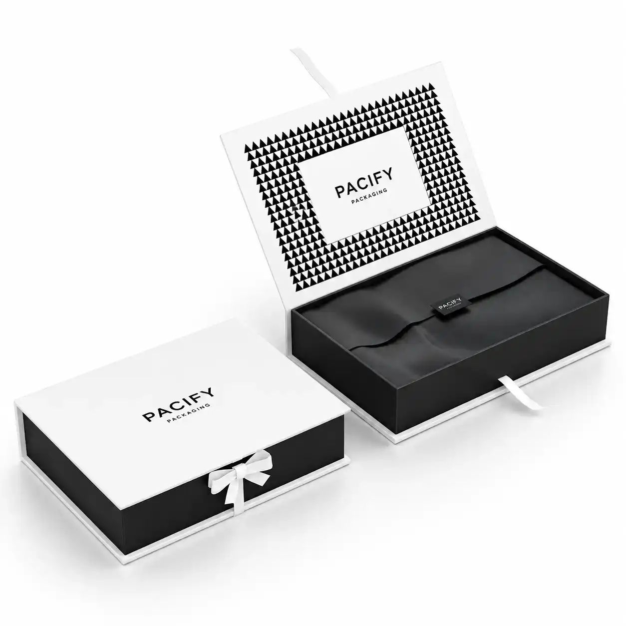 Black and white custom candle rigid gift box with magnetic closure
